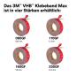 Preview: 3M™ VHB™ Klebeband Max-110GF, Grau, 25mm x 33m, 1.1mm, Schutzfolie