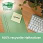 Preview: Post-it® Recycling Z-Notes, Gelb, 76 mm x 76 mm, Promotion, 100 Blatt/Block, 12 Blöcke/Packung + Gratis Dispenser, 100% PEFC, SGSCH-PEFC-COC-110078