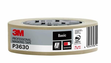 3M™ Malerkreppband P3630, 36 mm x 50m, 1 Rolle/Packung, 70% PEFC SGSCH-PEFC-COC-110078