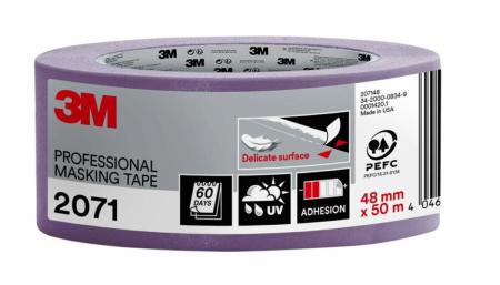 3M™ Malerabdeckband 2071, 48 mm x 50 m, 1 Rolle/Packung - 70% PEFC SGSCH-PEFC-COC-110078