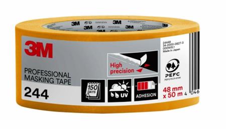 3M™ Malerabdeckband 244, 48 mm x 50 m, 1 Rolle/Packung - 70% PEFC SGSCH-PEFC-COC-110078
