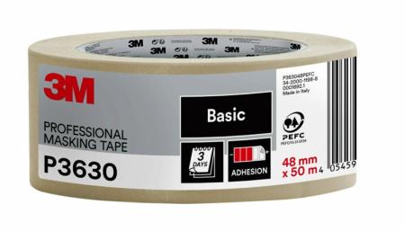 3M™ Malerkreppband P3630, 48 mm x 50m, 1 Rolle/Packung, 70% PEFC SGSCH-PEFC-COC-110078