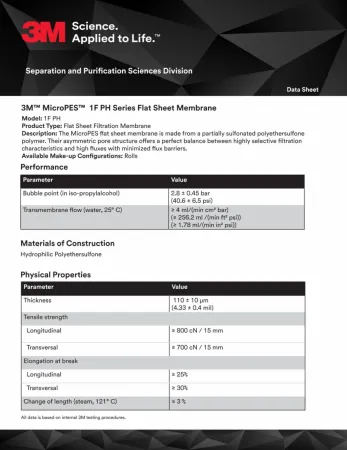 3M™ MicroPES™ Flachmembranen, W126941 F REL PACK FLS MICROPES 1FPH 20