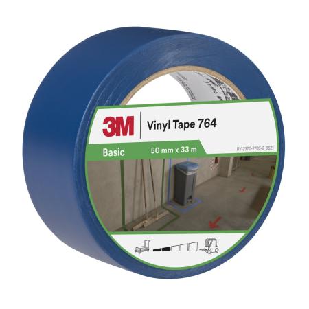 3M™ Allzweck-PVC-Klebeband 764, Blau, 50 mm x 33 m, 0.13 mm, Einzeln verpackt
