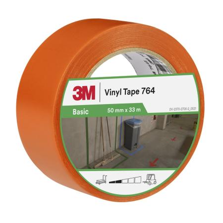 3M™ Allzweck-PVC-Klebeband 764, Orange, 50 mm x 33 m, 0.13 mm, Einzeln verpackt