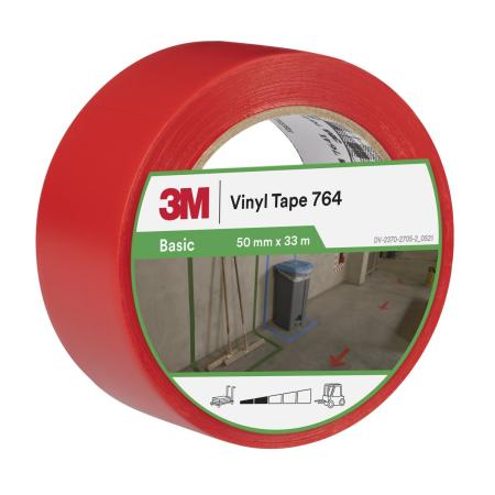 3M™ Allzweck-PVC-Klebeband 764, Rot, 50 mm x 33 m, 0.13 mm, Einzeln verpackt