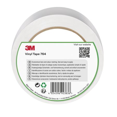 3M™ Allzweck-PVC-Klebeband 764, Weiß, 50 mm x 33 m, 0.13 mm, Einzeln verpackt
