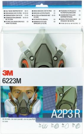 3M™ Atemschutz Halbmasken-Set, A2P3 R Filter, mittelgroße Maske 6223M