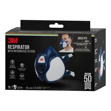 Preview: 3M™ Atemschutzmaske 4279+ mit integrierten Filtern, ABEK1P3 Kombinationsfilter