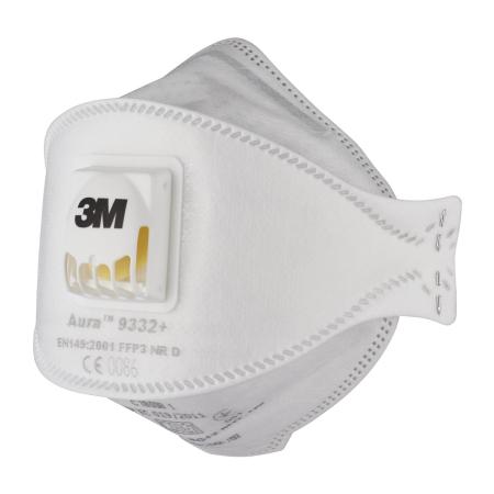 Preview: 3M™ Aura™ Comfort Cool Flow™ Partikelmaske 9332+, FFP3, mit Ventil, 10er-Packung