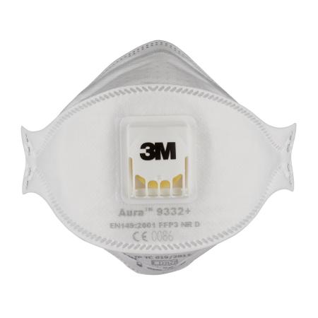 3M™ Aura™ Comfort Cool Flow™ Partikelmaske 9332+, FFP3, mit Ventil, 10er-Packung