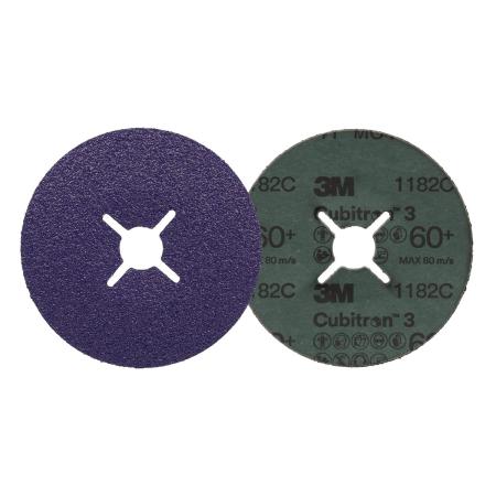 Preview: 3M™ Cubitron™ 3 Fiberscheibe 1182C, 60+, 115 mm x 22 mm, Slotted, 25/Bag, 100 ea/Case