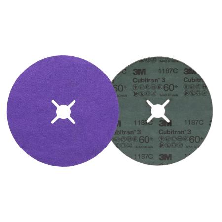 Preview: 3M™ Cubitron™ 3 Fiberscheibe 1187C, 60+, 180 mm x 22 mm, Slotted, 25/Bag, 100 ea/Case