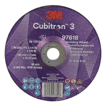 3M™ Cubitron™ 3 Schruppscheibe, 97618, 36+, T27, 180 mm x 7 mm x 22,23 mm, speziell zum Ausfugen, EN, 10/Pack, 20 Stück/VE