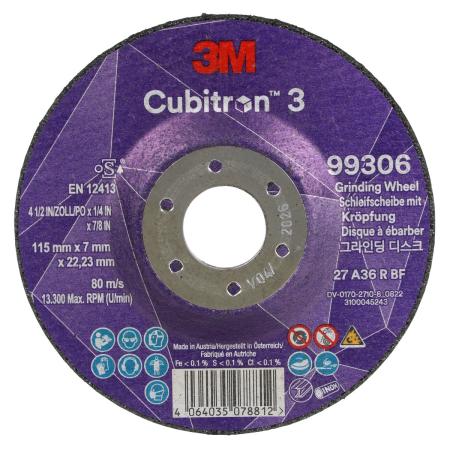 3M™ Cubitron™ 3 Schruppscheibe, 99306, 36+, T27, 115 mm x 7 mm x 22,23 mm, EN, 10/Pack, 20 Stück/VE