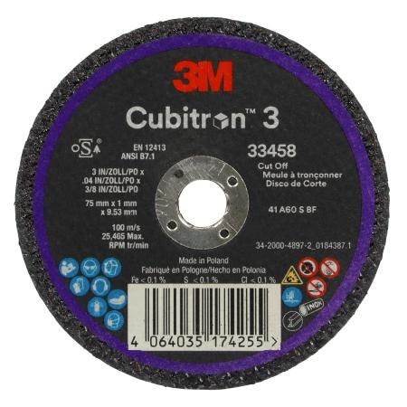 3M™ Cubitron™ 3 Trennscheibe, 75 mm x 1 mm x 9,53 mm, 33458