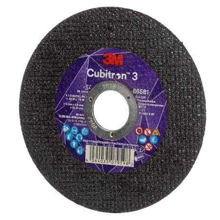 Preview: 3M™ Cubitron™ 3 Trennscheibe, 86581, 80+, T41, 115 mm x 0,8 mm x 22,23 mm, EN, 25/Pack, 50 Stück/VE