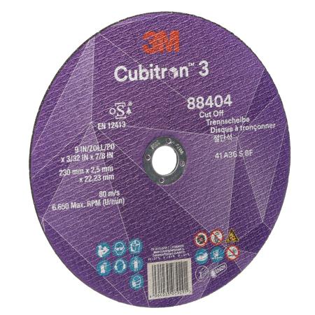 Preview: 3M™ Cubitron™ 3 Trennscheibe, 88404, 36+, T41, 230 mm x 2,5 mm x 22,23 mm, EN, 25/Pack, 50 Stück/VE