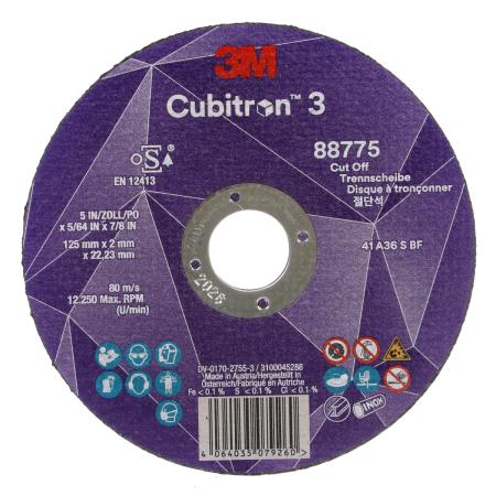 3M™ Cubitron™ 3 Trennscheibe, 88775, 36+, T41, 125 mm x 2 mm x 22,23 mm, EN, 25/Pack, 50 Stück/VE