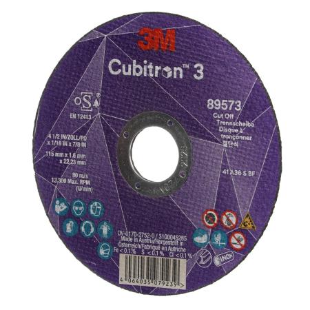 Preview: 3M™ Cubitron™ 3 Trennscheibe, 89573, 36+, T41, 115 mm x 1,6 mm x 22,23 mm, EN, 25/Pack, 50 Stück/VE