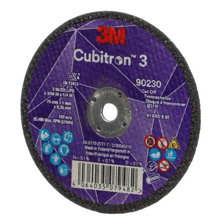 Preview: 3M™ Cubitron™ 3 Trennscheibe, 90230, 60+, T41, 75 mm x 1 mm x 6,35 mm, EN, 25/Pack, 50 Stück/VE