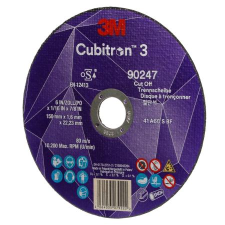 Preview: 3M™ Cubitron™ 3 Trennscheibe, 90247, 60+, T41, 150 mm x 1.6 mm x 22.23mm
