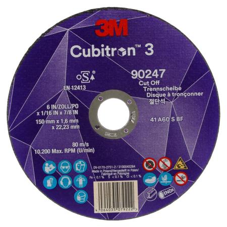 3M™ Cubitron™ 3 Trennscheibe, 90247, 60+, T41, 150 mm x 1.6 mm x 22.23mm
