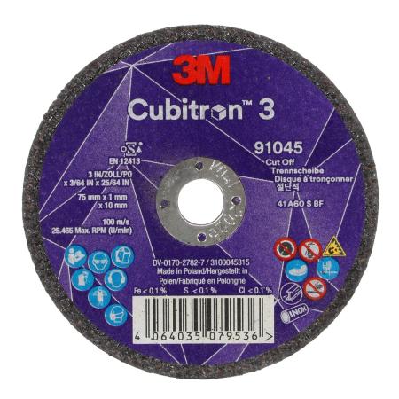3M™ Cubitron™ 3 Trennscheibe, 91045, 60+, T41, 75 mm x 1 mm x 10 mm, EN, 25/Pack, 50 Stück/VE