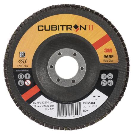 3M™ Cubitron™ II Fächerscheibe 969F, 125 mm x 22 mm, 80+, flach