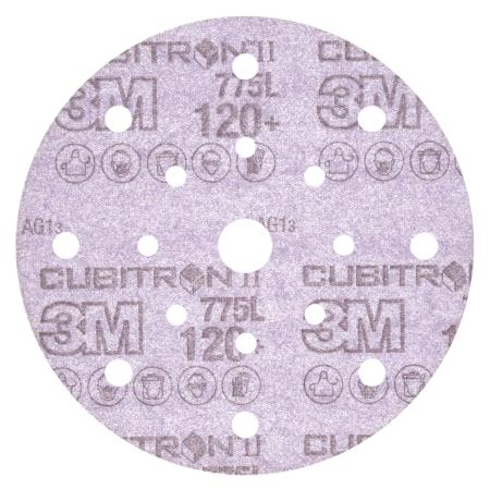 3M™ Cubitron™ II Hookit™ Filmscheibe 775L, 150 mm, 120+, 17-fach gelocht
