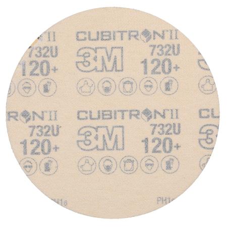 Preview: 3M™ Cubitron™ II Hookit™ Papierscheibe 732U, 120+ C-weight, 125 mm x NH,  ungelocht, 50/Carton, 250 ea/Case