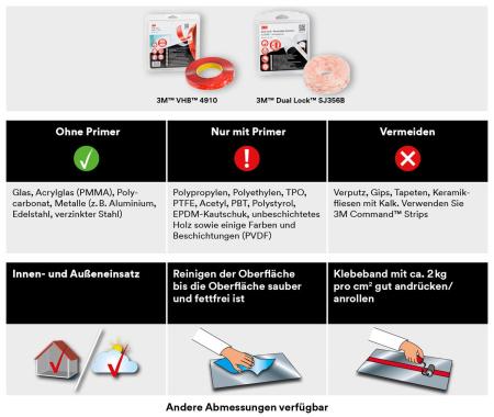 Preview: 3M™ Dual Lock™ Flexibler Druckverschluss SJ3560, Transluzent, 19 mm x 100 mm, 5.7 mm, 40 Köpfe/cm², Innenbereich, Blister