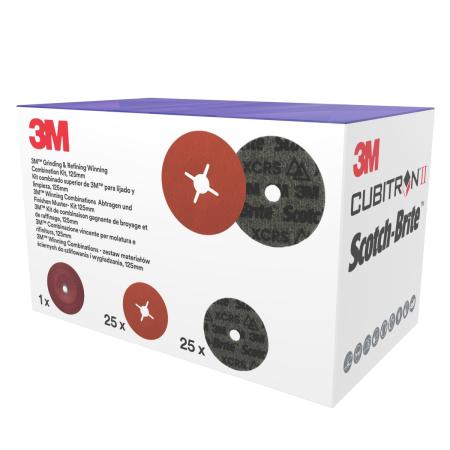 Preview: 3M™ Grinding & Refining Kit, enthält 125 mm 787C Fiber- und PN-DH Vliesscheibe, mit flachem Stützteller, 1 Stück/Satz