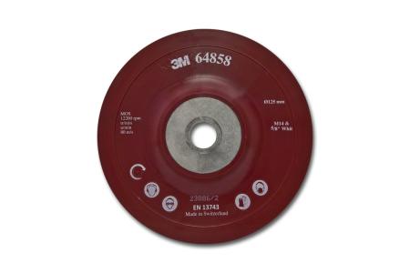 3M™ Hochleistungsstützteller flach, rot, 125 mm, M14, flexibel