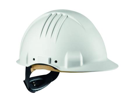 Preview: 3M™ Hochtemperatur-Schutzhelm, Ratschenverschluss, nicht belüftet, dielektrisch 1000 V, Lederschweißband, Weiß, G3501M-VI