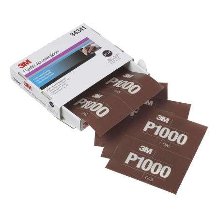 Preview: 3M™ Hookit™ Flexible Schleifstreifen 270J, Braun, 140 mm x 171 mm, P1000, 34341