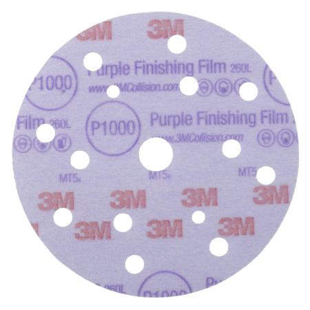 Preview: 3M™ Hookit™ Purple Schleifscheibe 260L, 15-fach gelocht, 150 mm, P1000, 51157