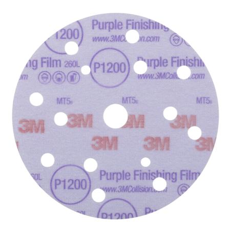 3M™ Hookit™ Purple Schleifscheibe 260L, 15-fach gelocht, 150 mm, P1200, 51158