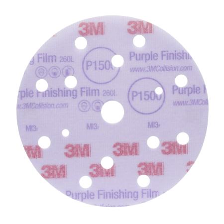3M™ Hookit™ Purple Schleifscheibe 260L, 15-fach gelocht, 150 mm, P1500, 51154