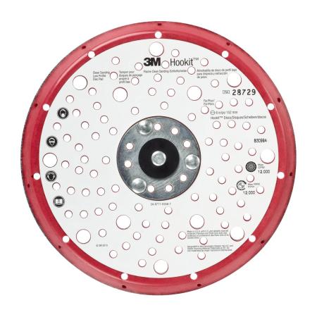 3M™ Hookit™ Stützteller für Schleifscheiben, Rot, 150 mm, 5/16-24 in, Multihole, 28729