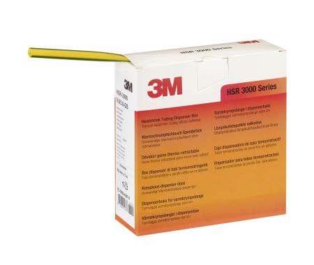 3M™ HSR 3000 Dünnwandiger Warmschrumpfschlauch auf Rolle, Grün-Gelb 9/3 mm, 7 m, Spenderbox