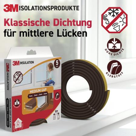 Preview: 3M™ Klassische Isolierdichtung Mittelgroße Lücke, Braun, 6M
