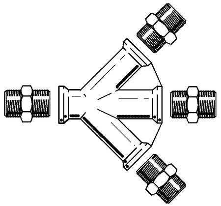 Preview: 3M™ Kopplung 3-Wege-Zweig Set, BSP 3/8" Innengewinde, 312-03-00P