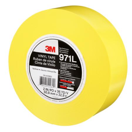 3M™ Langlebiges Bodenmarkierungsband 971L, Gelb, 50.8 mm x 33 m, 0.43 mm, Individually Wrapped Conveniently Packaged