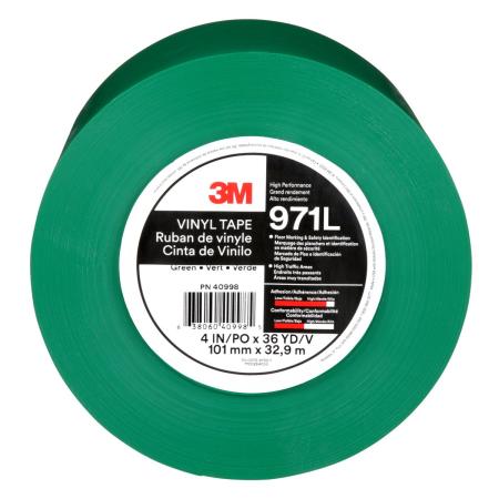 Preview: 3M™ Langlebiges Bodenmarkierungsband 971L, Grün, 101.6 mm x 33 m, 0.43 mm, Individually Wrapped Conveniently Packaged