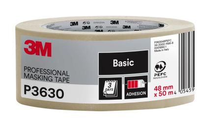 3M™ Malerkreppband P3630, 48 mm x 50m, 1 Rolle/Packung, 70% PEFC SGSCH-PEFC-COC-110078