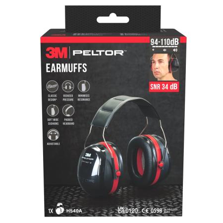 3M™ PELTOR™ Optime™ III Kapselgehörschutz H540A, SNR-Wert 34 dB, Schwarz/Rot