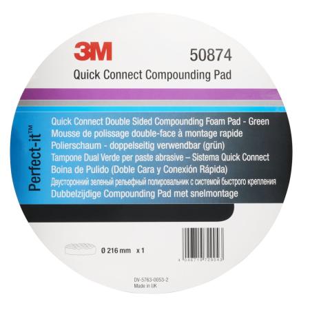 Preview: 3M™ Perfect-It™ Polierschaumpad grob, Quick Connect System, Grün, Waffelförmig, 216 mm, 50874
