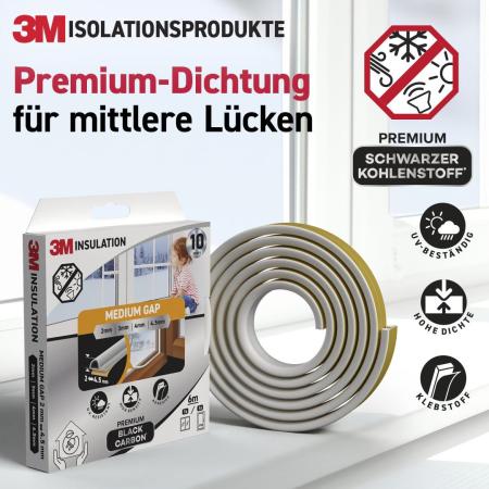 Preview: 3M™ Premium Isolierdichtung Mittelgroße Lücke, Weiß, 6M