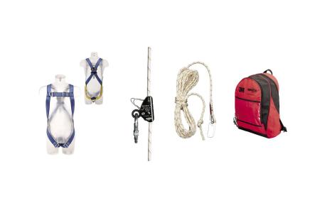 3M™ Protecta® Absturzsicherungsset für Dachdecker, Universal-Auffanggurt, Seilklemme, 10 m Sicherungsseil, Rückentrageplatte, 1160067
